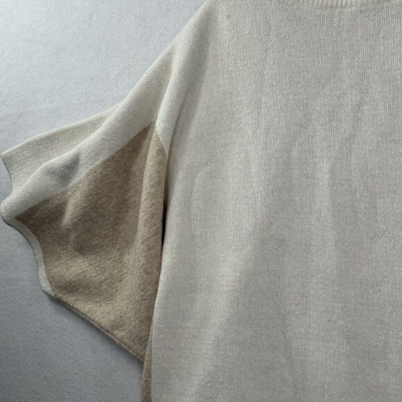 Note di Anita Sweater Wool Cashmere Blend Neutral‎ Italian Knit Womens One Size - Picture 10 of 12